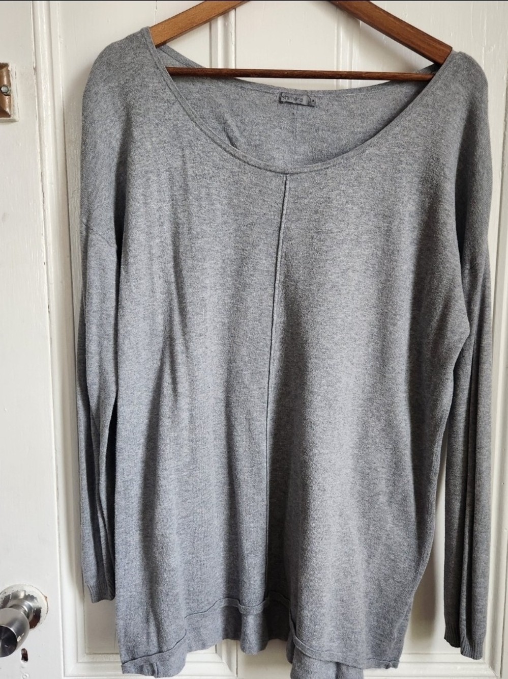Shimera Womens Gray Cotton Cashmere Oversized Sweater Medium